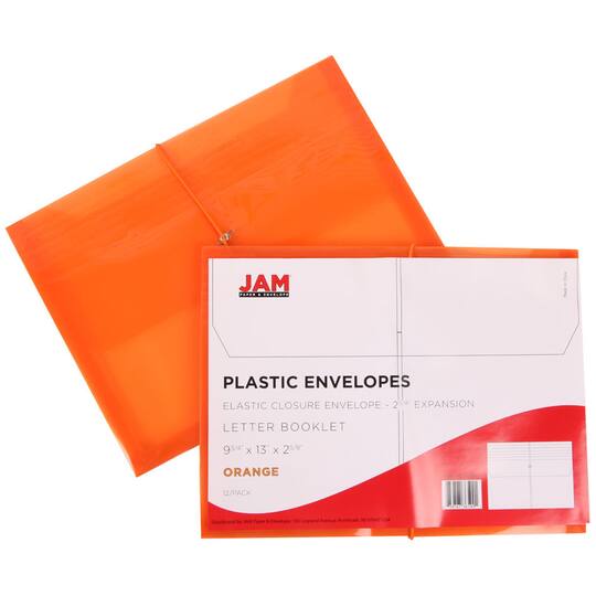 JAM Paper 9.75" x 13" Plastic Elastic Band Closure Expansion Envelopes
